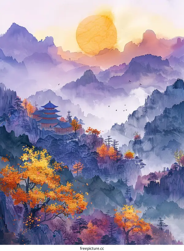 Purple Mountain in Autumn