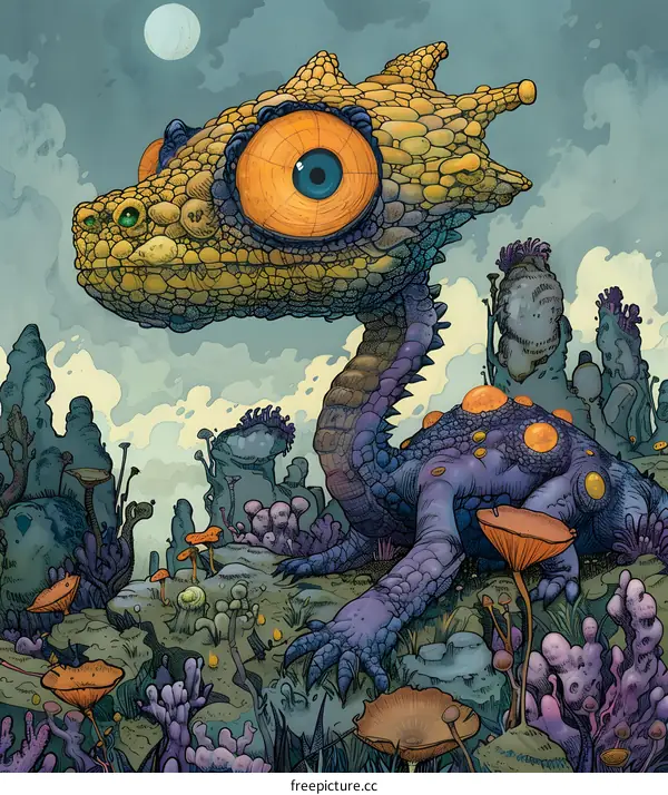 Fantastic Creature in a Surreal Landscape