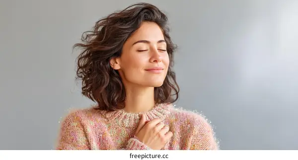 Peaceful Woman in a Cozy Sweater