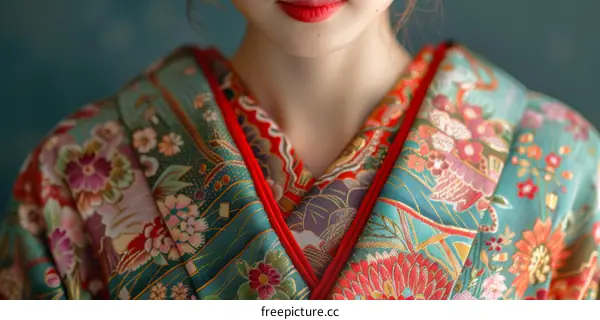 Close up of a woman wearing a kimono