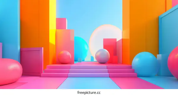3D rendering of a colorful abstract geometric background