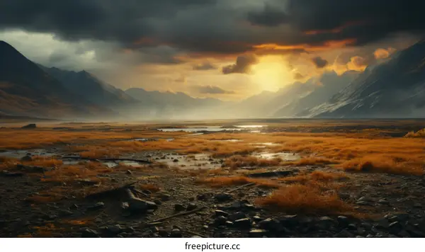 Majestic Sunset Over a Mountain Valley