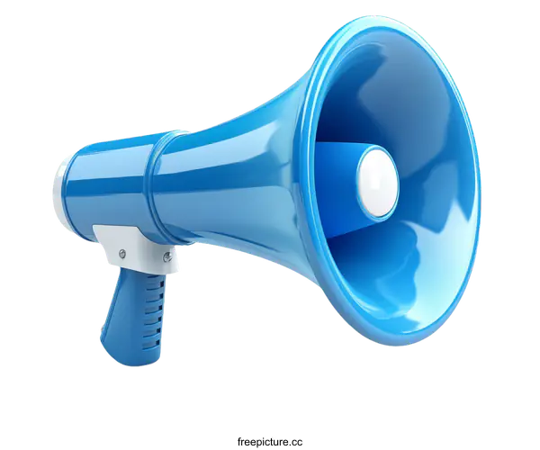 [Transparent Background PNG]Blue Megaphone Illustration for Communication