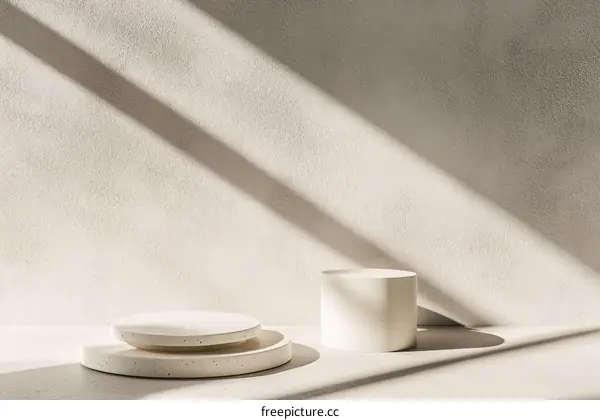 Minimalist White Display Podiums in Sunlight