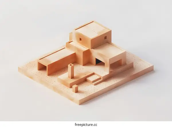 Minimalist Isometric Desert House Model