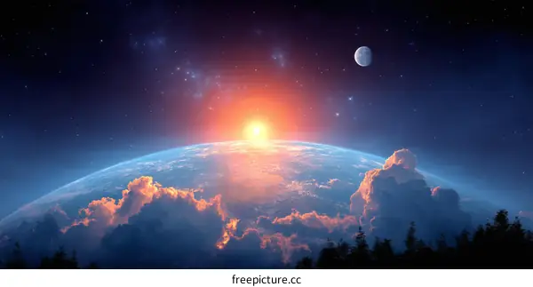 Sunrise Over Earth from Space