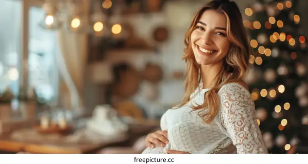 Pregnant Woman Christmas Celebration