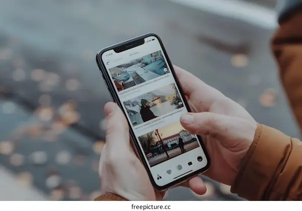 Person Browsing Social Media on Smartphone