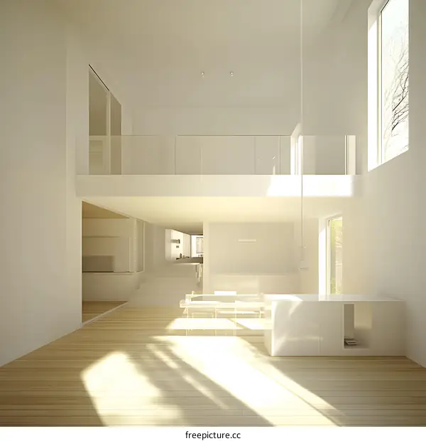 Modern Minimalist Home Interior Design with White Walls and Wooden Floor