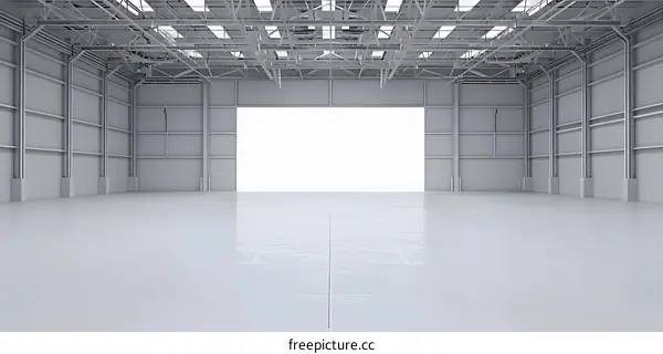 Empty White Warehouse Interior Design