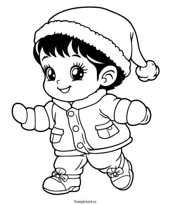 Cute Girl Wearing Winter Clothes Illustration