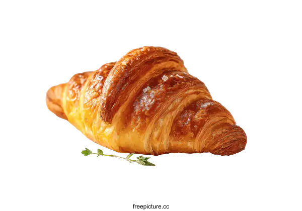 [Transparent Background PNG]Delicious golden croissant on white background