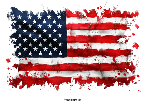 [Transparent Background PNG]Abstract American Flag Illustration with Bloodstains
