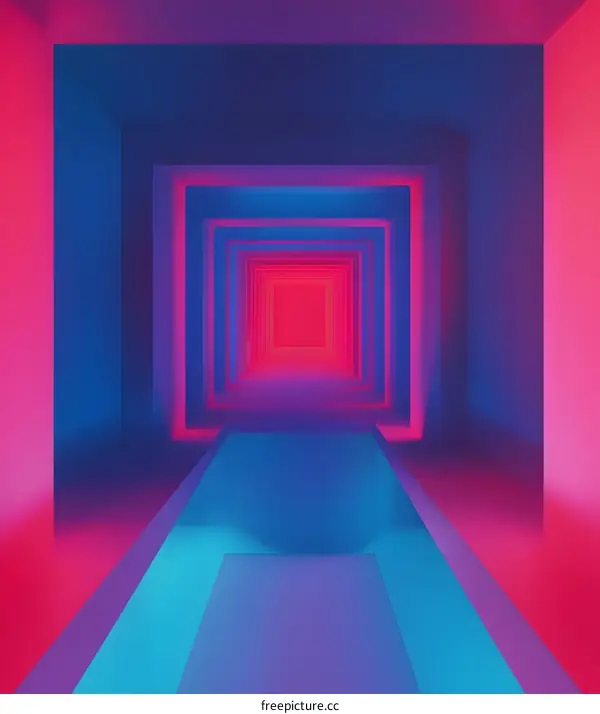 Abstract Neon Tunnel with Pink and Blue Lights