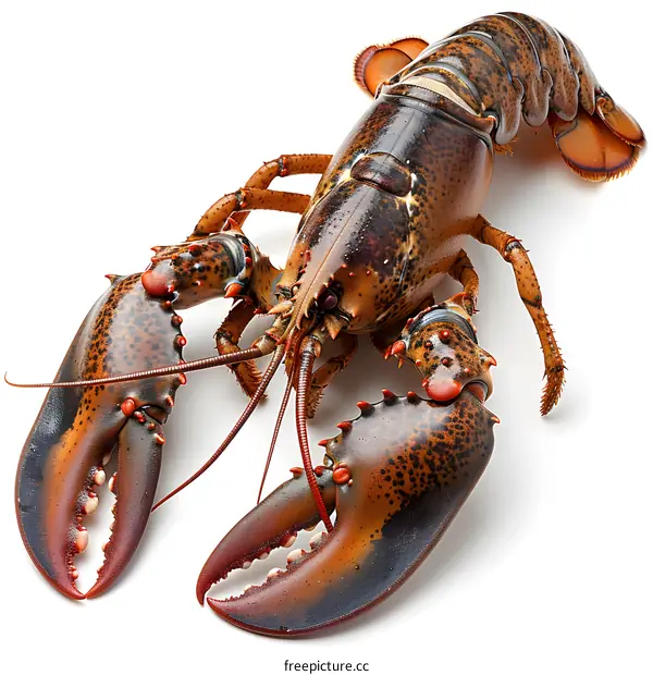 A large lobster on a white background