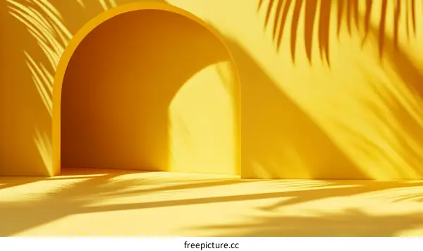 Yellow Archway Studio with Palm Shadow
