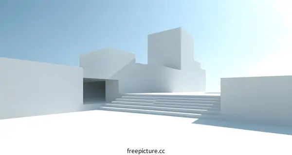 Modern Abstract Architecture with Steps and White Walls