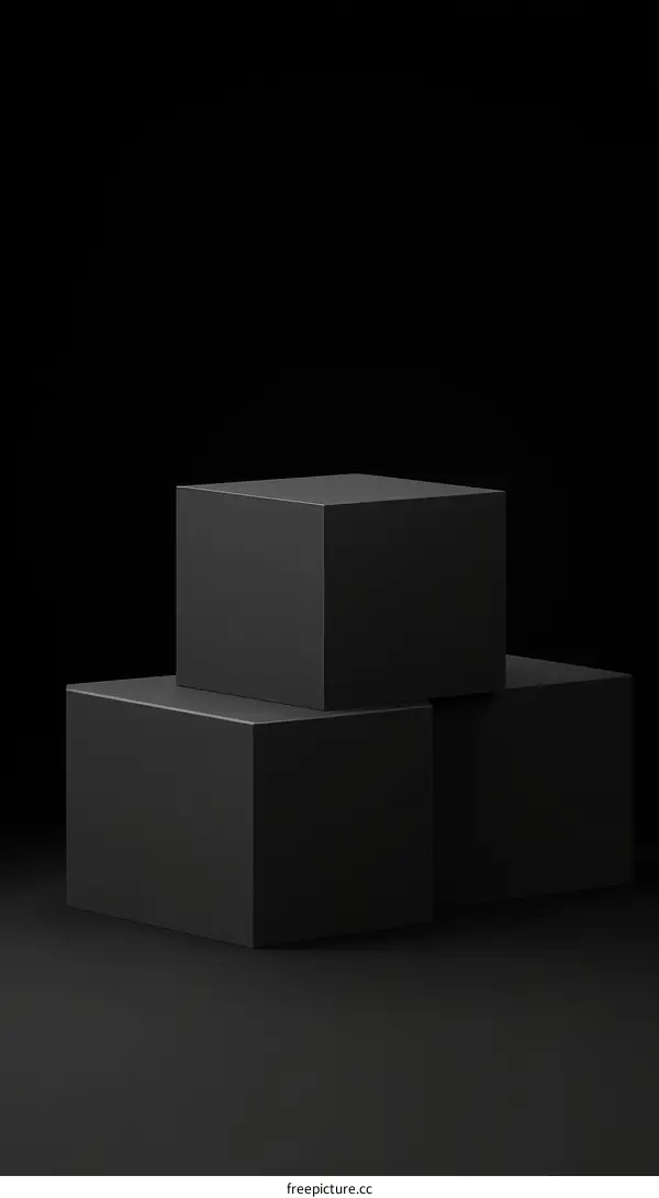 Black Cubic Display Stage Minimalist Design