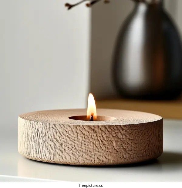 Natural Wooden Candle Holder Design