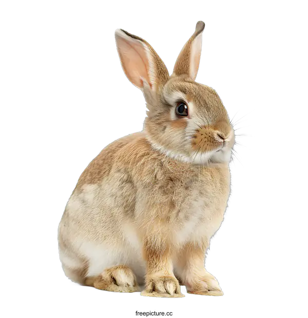 [Transparent Background PNG]Cute Brown Bunny Sitting On White Background