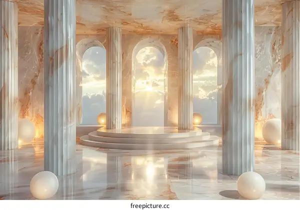 Ancient Majestic Marble Hallway Illustration