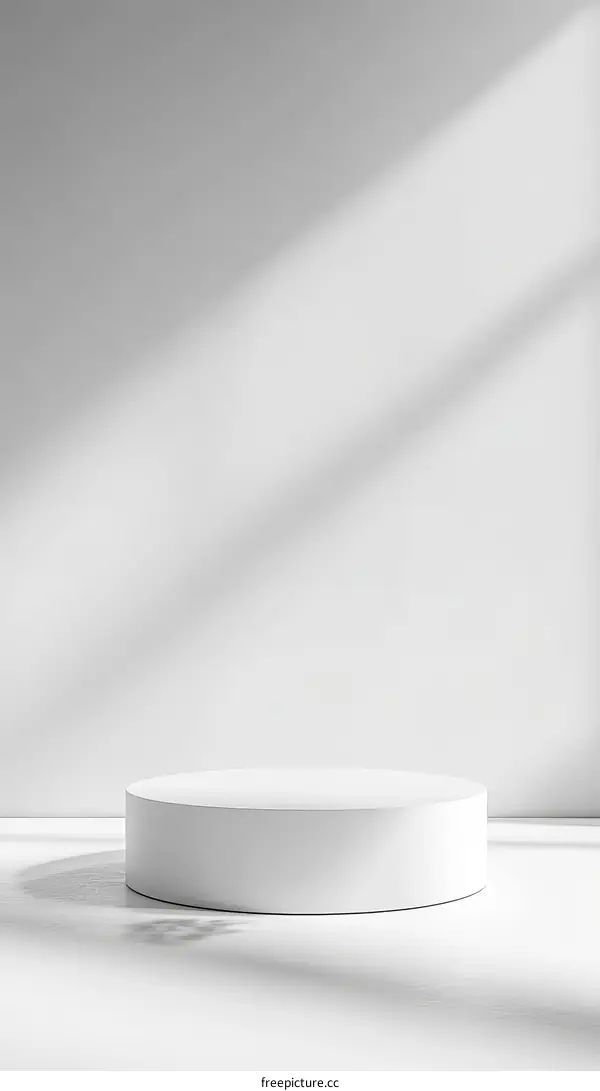 White Round Display Stand in Studio Setting