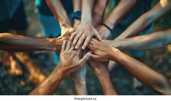 Diverse Group of People Holding Hands Together