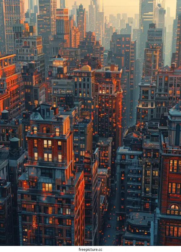 Illuminated Cityscape at Dusk