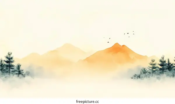 Misty Mountain Landscape Illustration