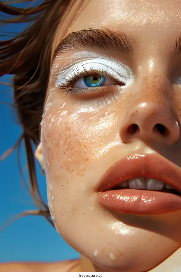 Close-up Beauty Portrait with White Makeup