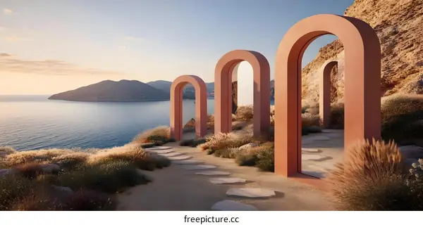 Minimalist Archway Landscape Design in Sunset