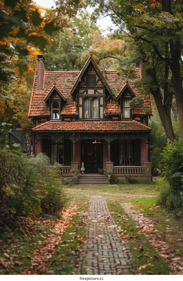 Tranquil Cottage Nestled in Autumn Woods