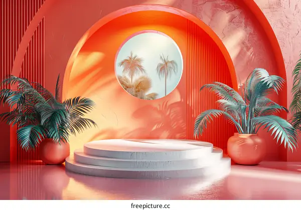 Coral-toned Tropical Display Podium