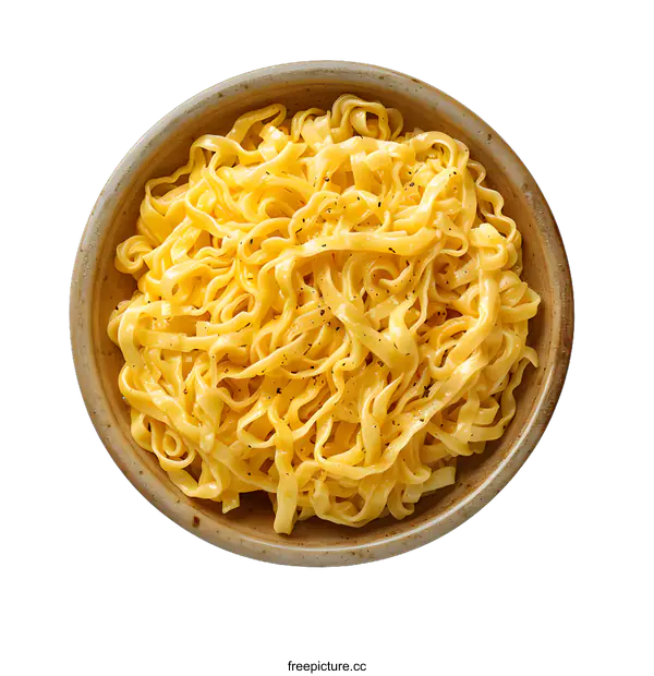 [Transparent Background PNG]Top view of tagliatelle pasta in bowl