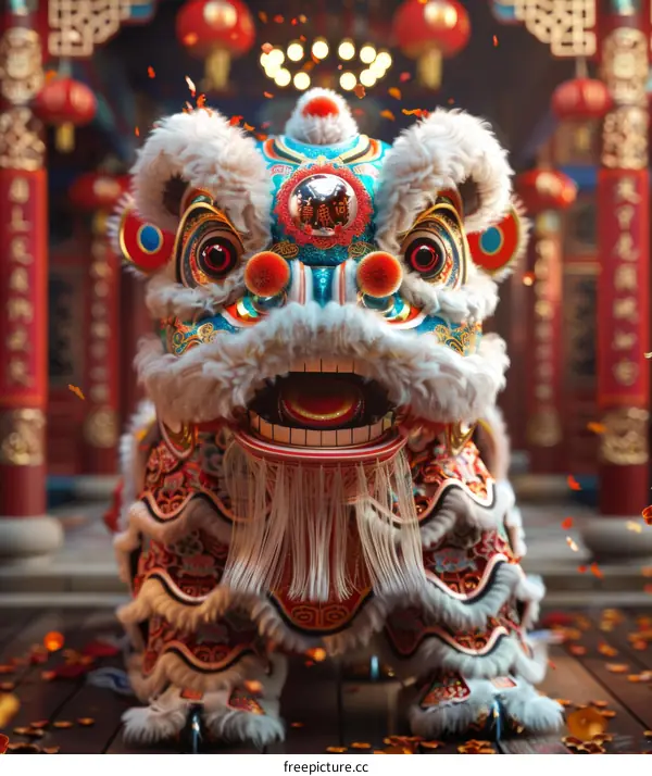 Lion Dance in Chinese New Year Celebration