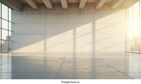 Bright and Airy Room with Large Windows and Concrete Walls