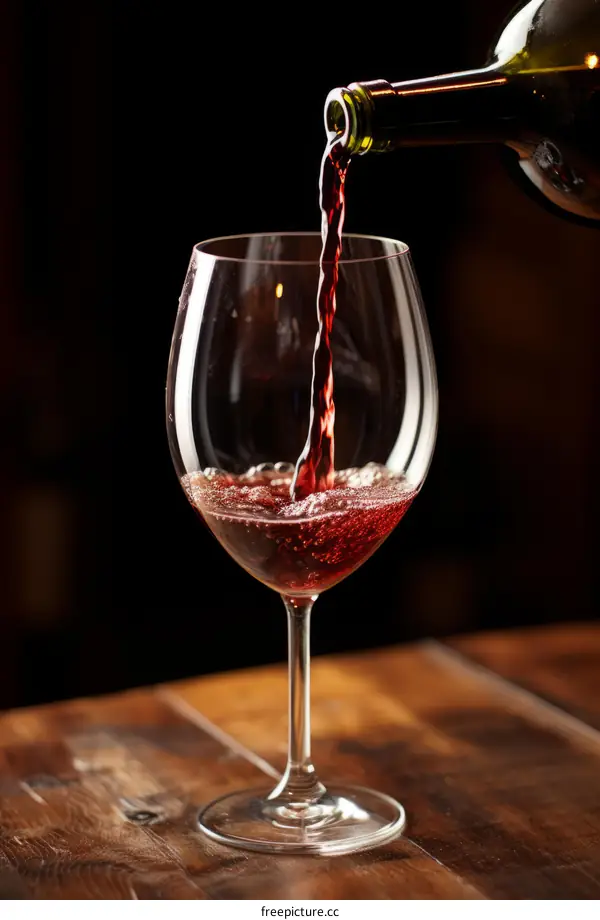Red wine being poured into a glass