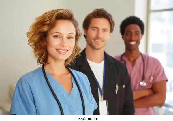 Three Healthcare Professionals Smiling Portrait