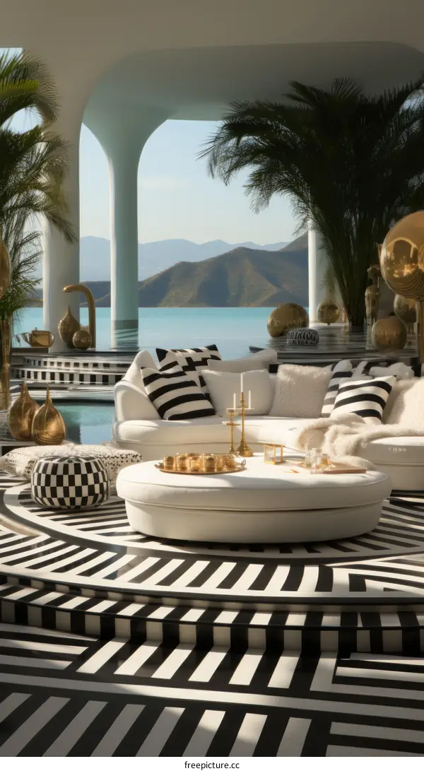 Contemporary Luxury Villa Interior with Ocean View and Pool