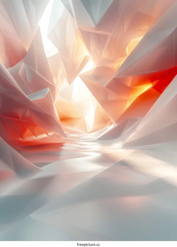 Futuristic Abstract 3D Illustration in Red and White
