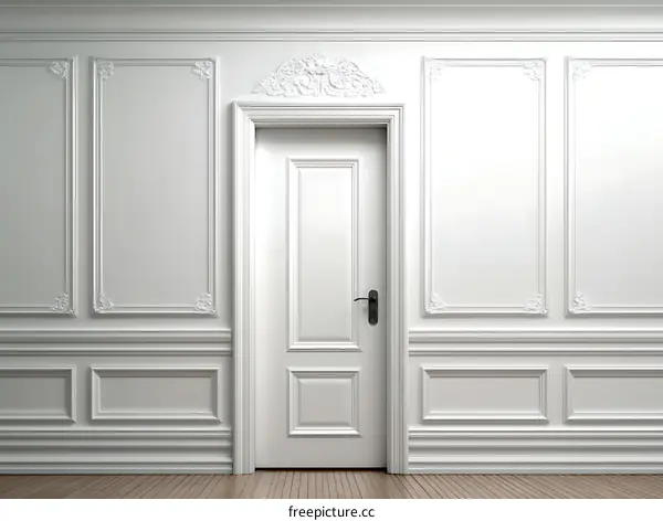 Elegant White Room Interior Design with Classic Moldings