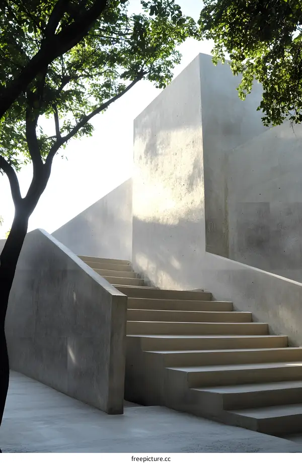 Modern Concrete Staircase Design in a Building