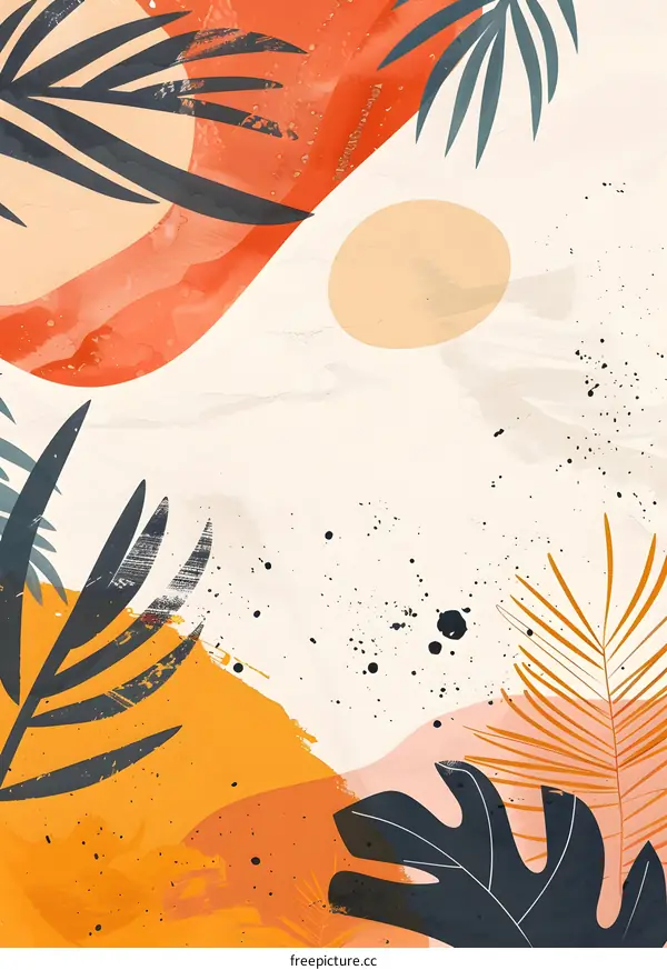 Abstract Tropical Leaves Painting Illustration