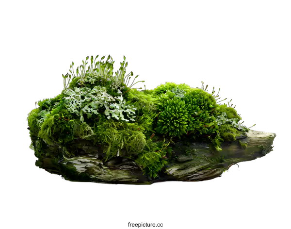 [Transparent Background PNG]Close-up of green moss growing on a piece of wood