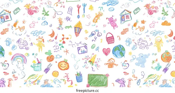 Childrens Drawings Seamless Pattern