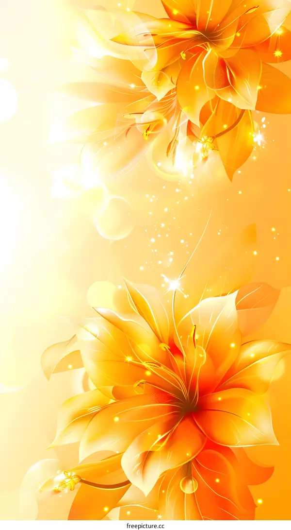 Abstract Orange Floral Design with Glowing Effect