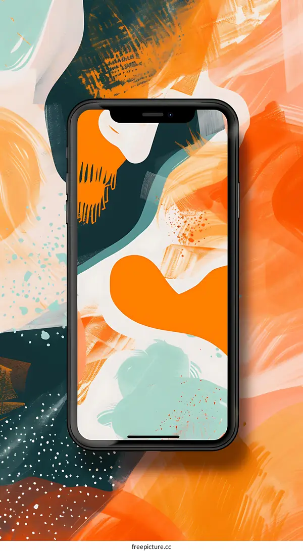 Abstract Phone Mockup with Colorful Brushstrokes