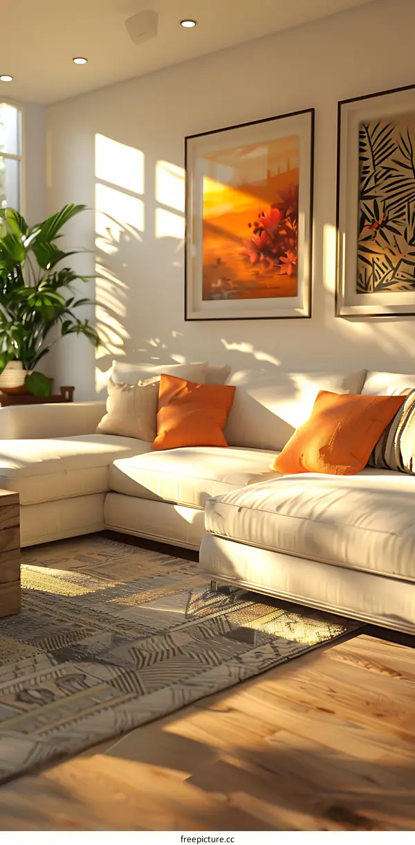 A sofa in a living room