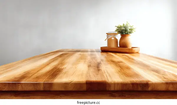 Wooden Table Top with Decorations