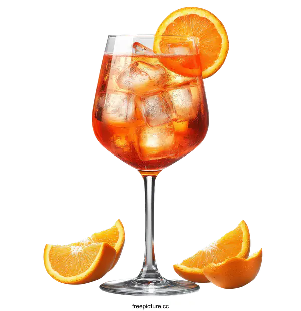 [Transparent Background PNG]Elegant Orange Aperol Spritz Cocktail